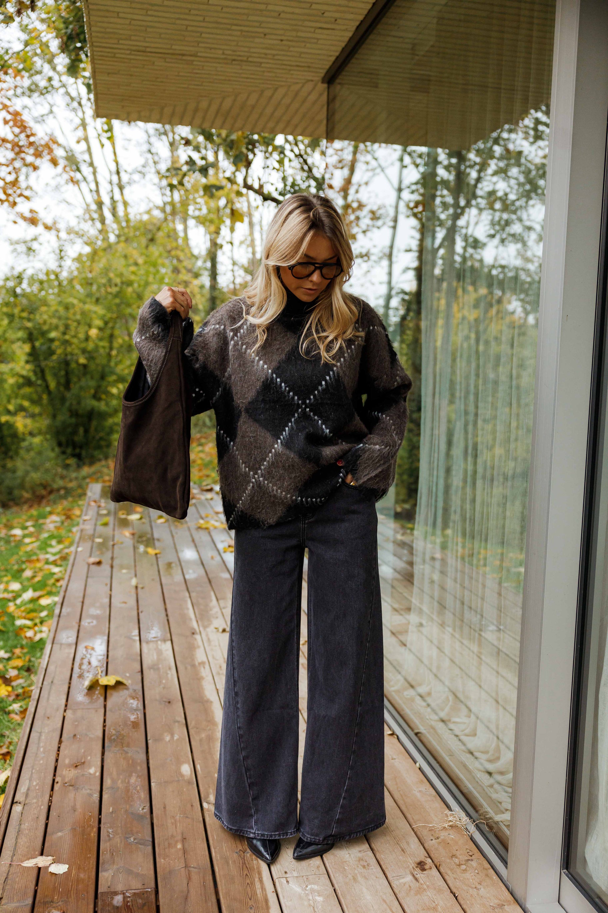 Molly | Rutig stickad tröja